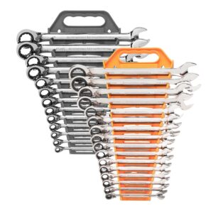 GearWrench 16 Pc. METRIC Reversible Combo Ratcheting Wrench Set & BONUS SAE Set
