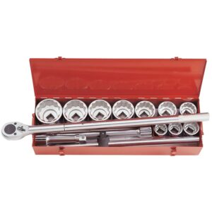 King Tony 8015MR: 14-Piece 1" Drive 12-Point Metric Socket Wrench Set (36-80mm)