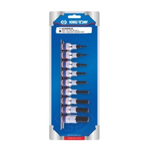 King Tony 9pc 1/2Dr Hex Bit Socket Set On Rail Long H4,H5,H6,H7,H8,H10,H12,H14,H17