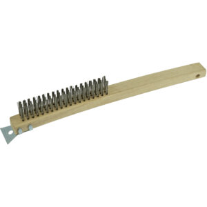 Wire Brush 353mm - 3 Row Steel w/Scraper