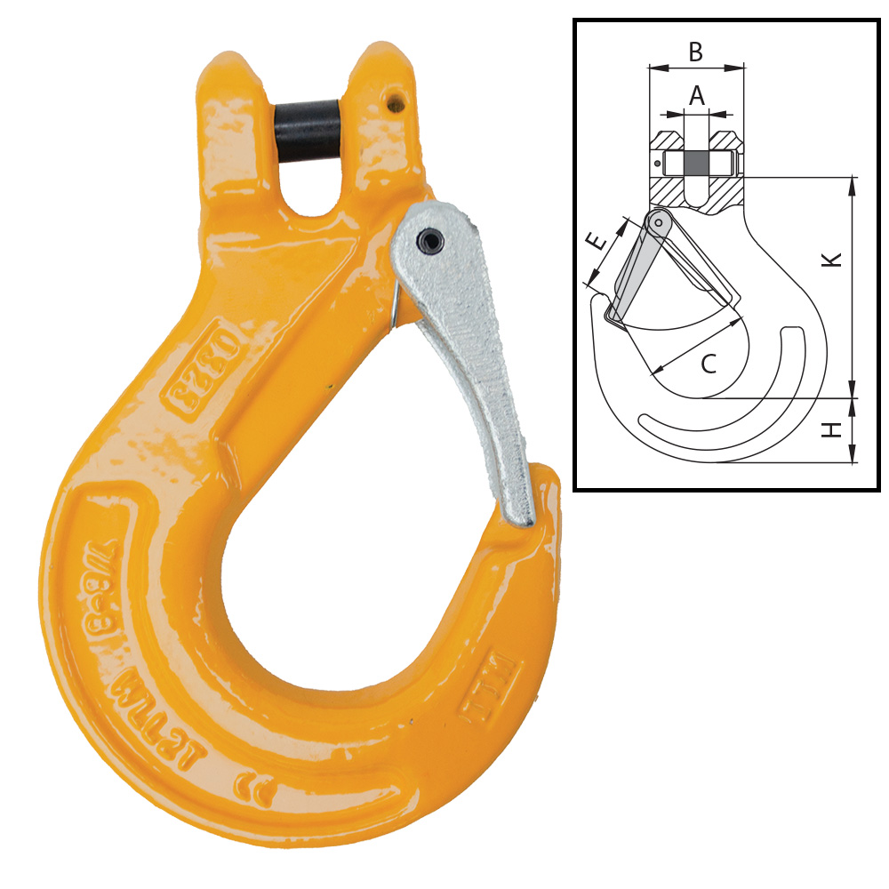 G80 Clevis Sling Hook w/ Safety Latch-10mm Chain