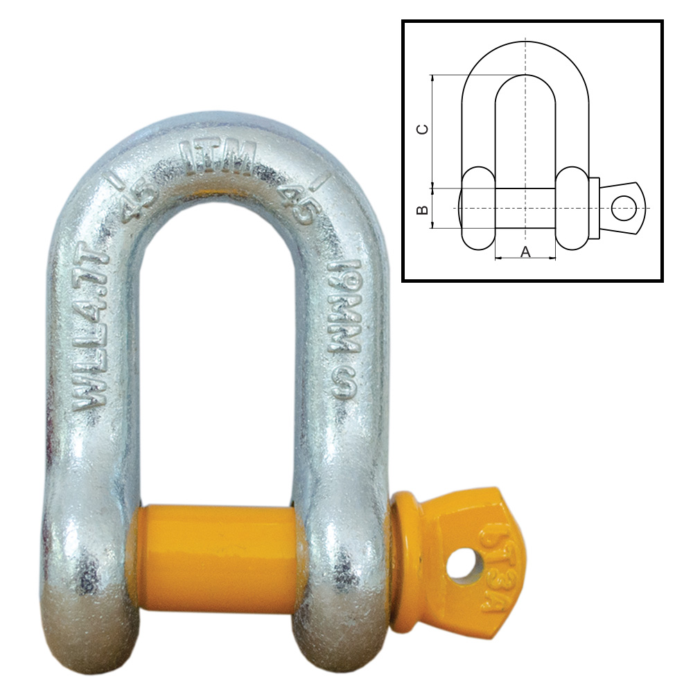 Dee Shackle-Yellow Pin GS Screw Pin-17 Ton-38mm Body