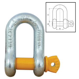 Dee Shackle, Yellow Pin Gs Screw Pin, 35 Ton, 50Mm Body