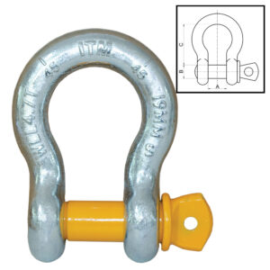 Bow Shackle-Yellow Pin GS Screw Pin-25 Ton-44mm Body