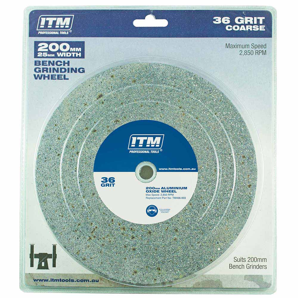 Grinding Wheel Aluminium Oxide 200 x 25mm 36 Grit Coarse