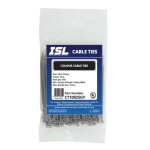 ISL 100 x 2.5mm Nylon Cable Tie - Grey - 100pk