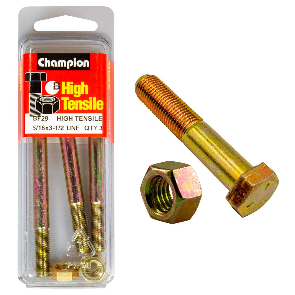 Champion 3-1/2in x 5/16in Bolt And Nut (B) - GR5