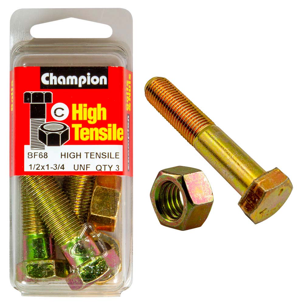 Champion 1-3/4in x 1/2in Bolt And Nut (C) - GR5