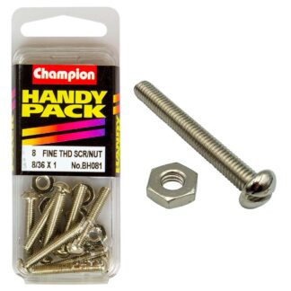Champion 8/36in x 1in Fine Set Screw & Nut