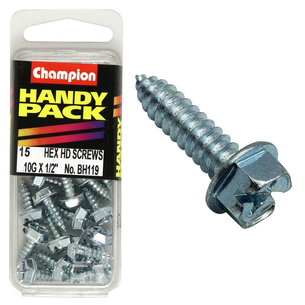 Champion 10G x 1/2in S/Tap Set Screw - Hex HD