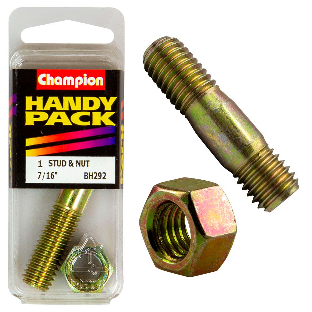 Champion 7/16in x 2-1/4in UNC Manifold Stud & Nut