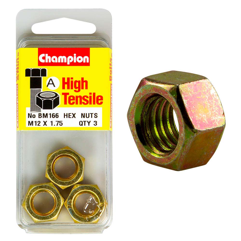 Champion M12 x 1.75 Hex Nut (A) - GR8.8