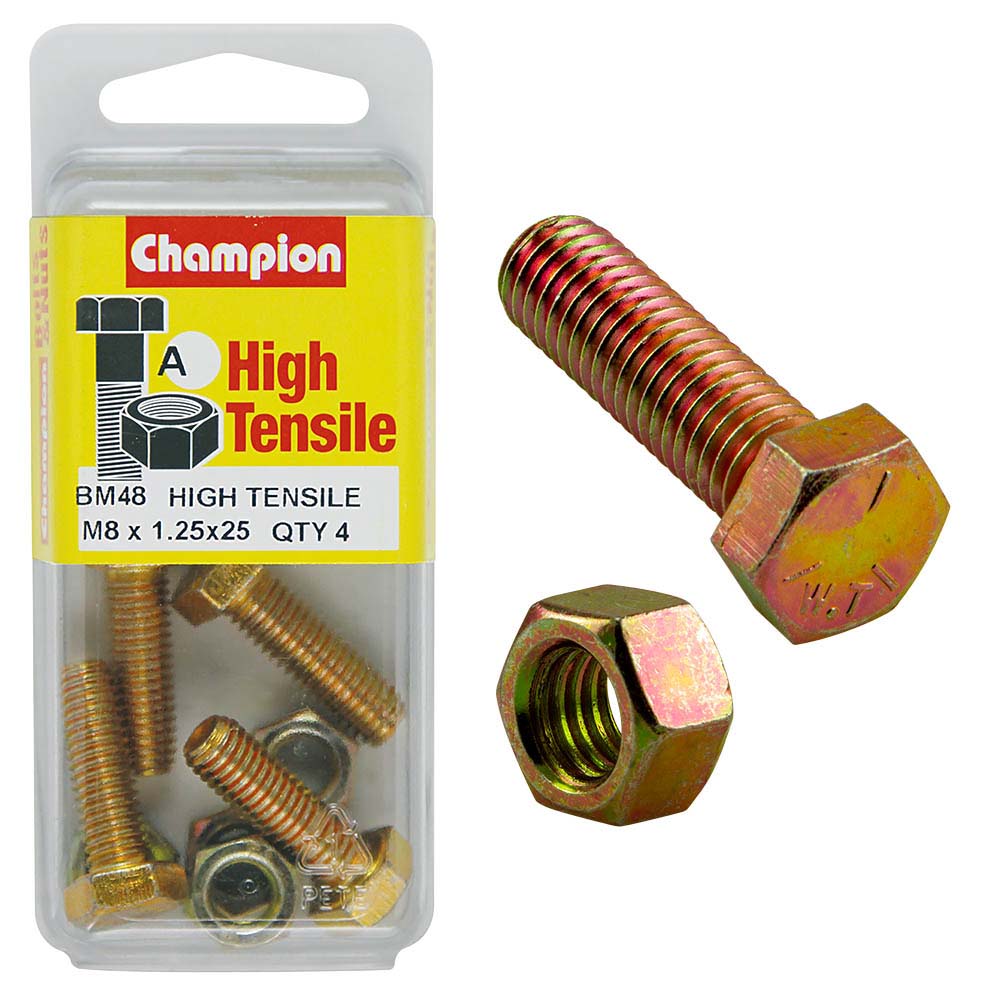 Champion M8 x 25 Set Screw & Nut (A) - GR8.8