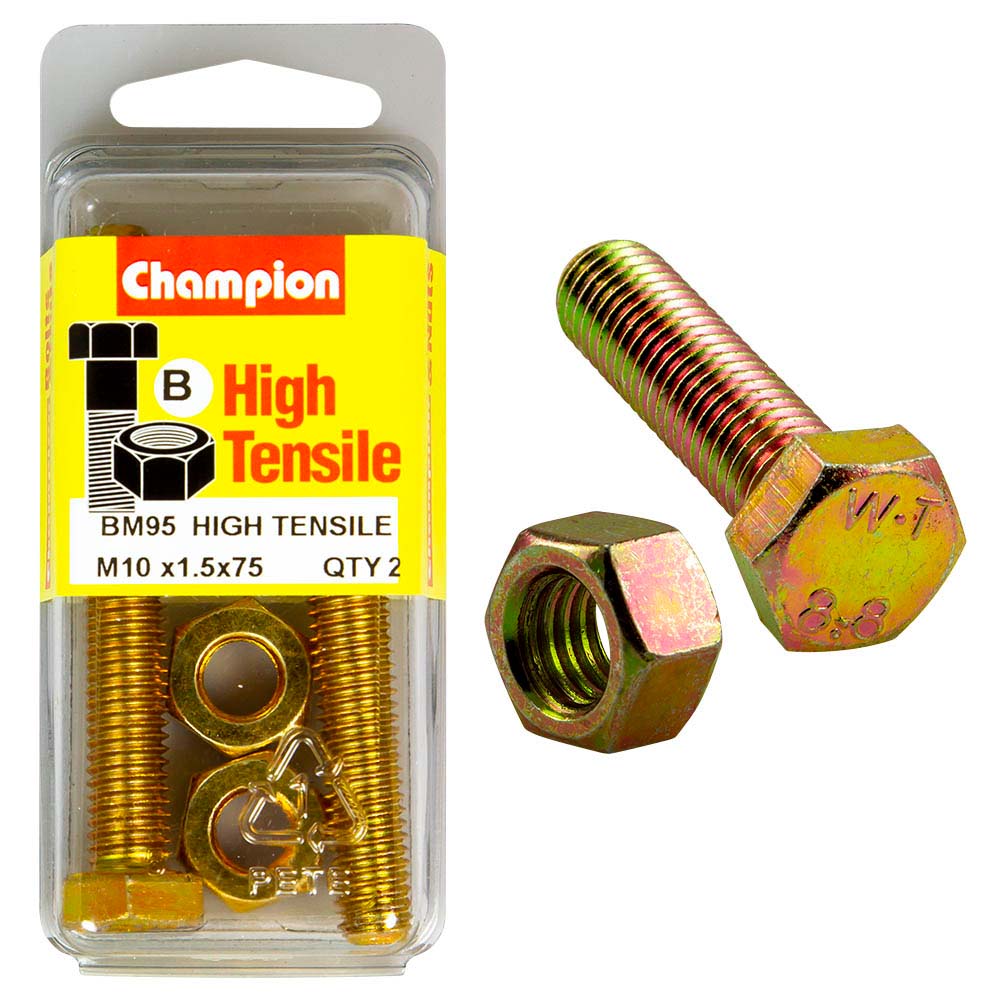 Champion M10 x 75 Bolt & Nut (B) - GR8.8
