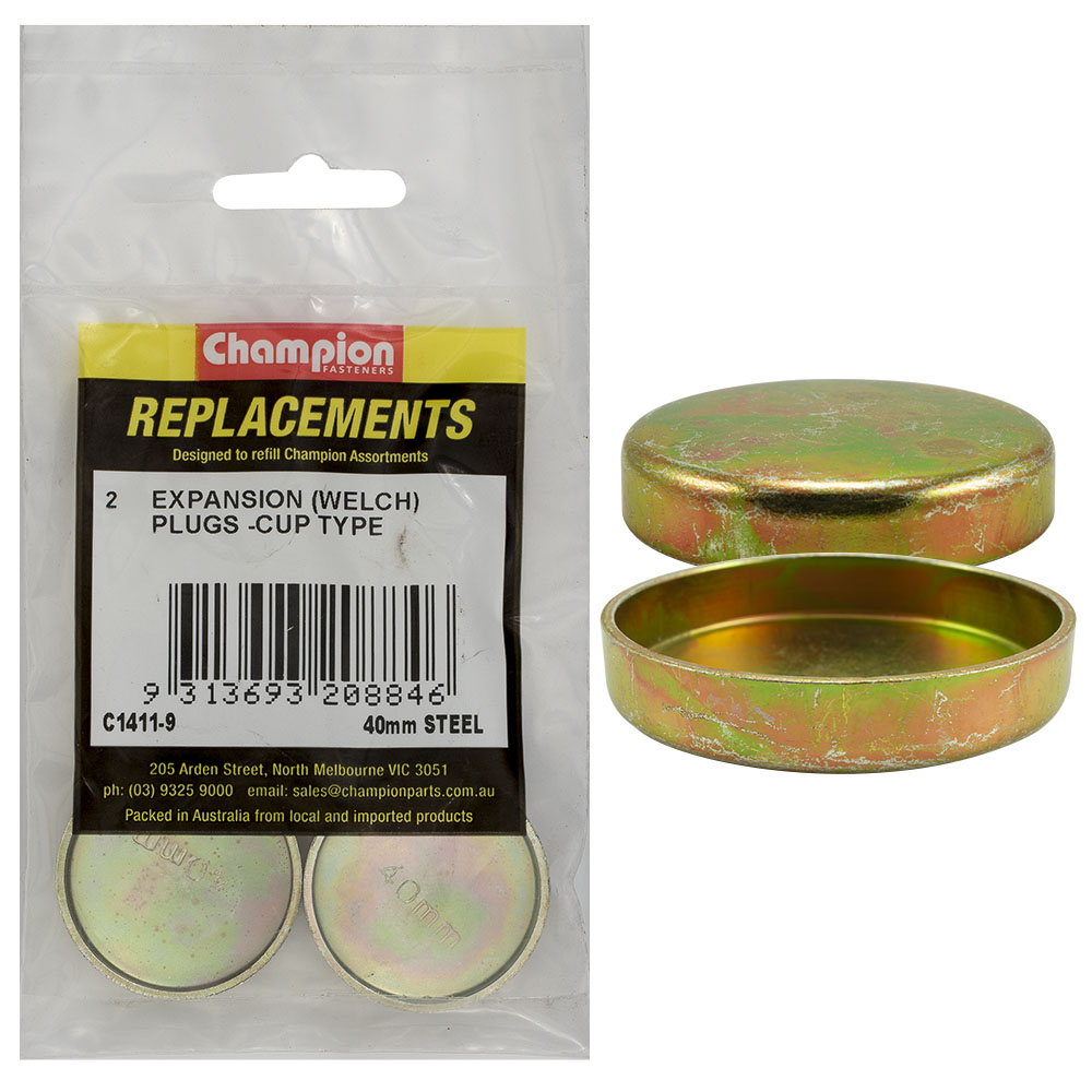 Champion 40mm Steel Expansion (Frost) Plug -Cup Type -2pk