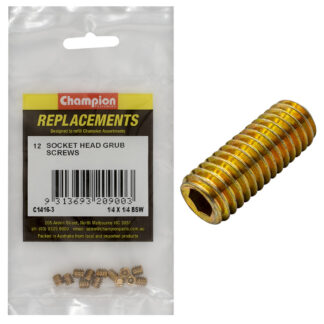 Champion 1/4in x 1/4in BSW Socket Grub Screw -12pk