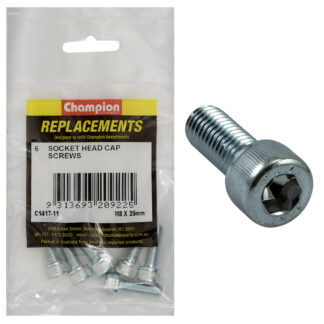 Champion M8 x 25mm Socket Head Cap Screw-Din912-Gr12.9-6pk