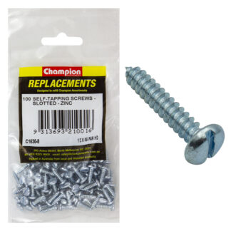 Champion 8G x 1/2in S/Tapping Screw Pan Head Slot -100pk