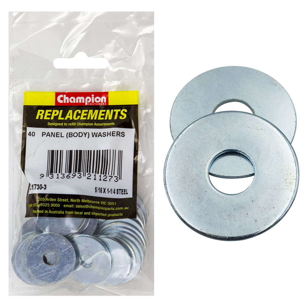Champion 5/16 x 1-1/4in Flat Steel Panel (Body) Washer -40pk