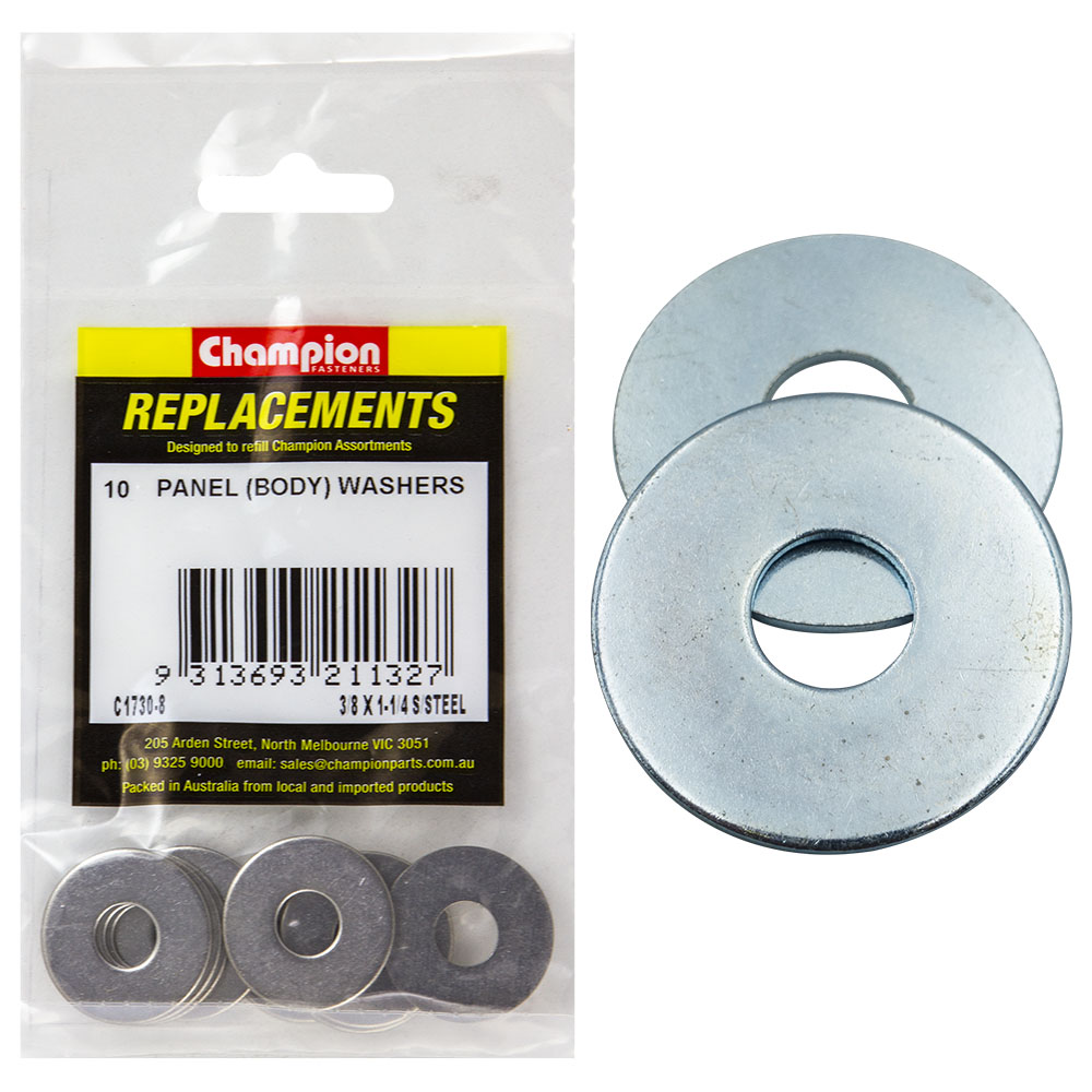 Champion 3/8 x 1-1/4in Flat S/Steel Panel (Body) Washer-10pk