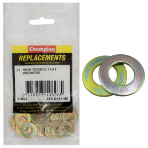 Champion 3/8in x 13/16in x 16G Ht Flat Steel Washer(Zn)-25pk