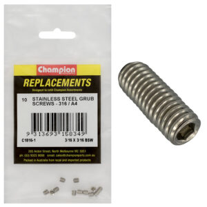 Champion 3/16in x 3/16in BSW Grub Screw 316/A4 -10pk