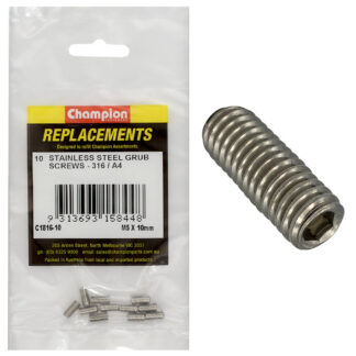 Champion M5 x 10mm Metric Grub Screw 316/A4 -10pk