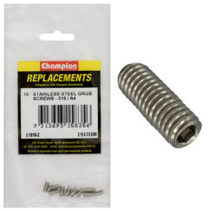 Champion 3/16in x 3/8in BSW Grub Screw 316/A4 -10pk