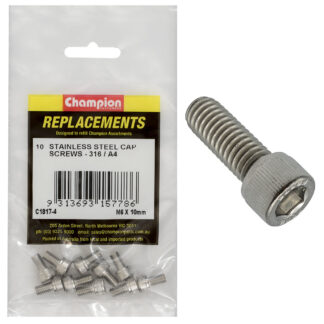 Champion M6 x 10mm Socket Cap Screw 316/A4 -10pk