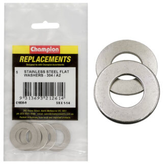 Champion 5/8in x 1-1/4in Stainless Flat Washer 304/A2 -5pk