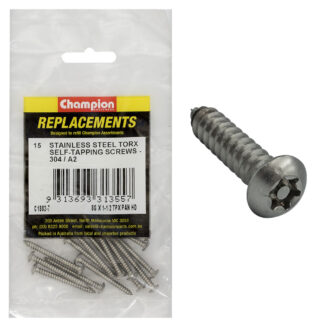 Champion 8G x 1-1/2in Self-Tapping Screw Pan Tpx 304/A2-15pk
