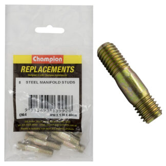 Champion M10 x 40mm x 1.50mm Steel Manifold Stud -8pk