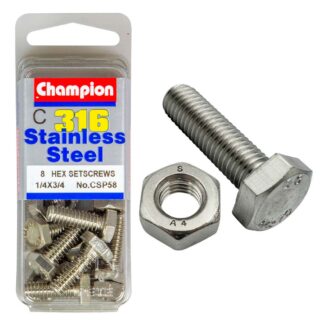 Champion 1/4in x 3/4in UNC Hex Set Screw 316/A4 (C)