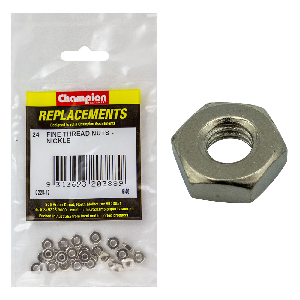 Champion 8/36in Fine Thread Nut - 100pk