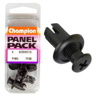 Champion Scrivet Clip Black 15mm HD x 20mm -6pk