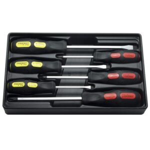 Koken PK166PS Screwdriver Set (Drive Through) Heavy Duty 6pc #1-3 Ph & 5-8mm Flat in Case