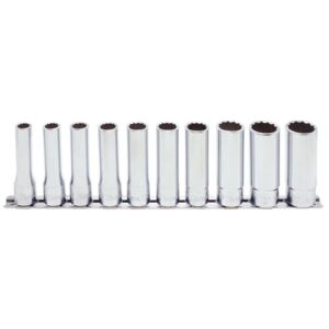 Koken RS4305M Deep Socket Set On Rail 12pt 10pc 1/2 Dr 10-22mm