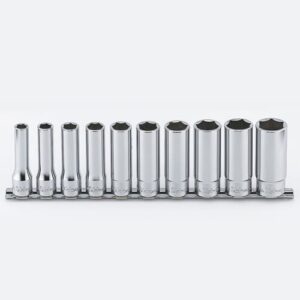 Koken RS4300A Deep Socket Set On Rail 6pt 10pc 1/2Dr 3/8-15/16