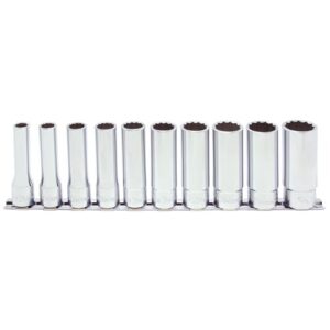 Koken RS4305A Deep Socket Set On Rail 12pt 10pc 1/2Dr 3/8-15/16