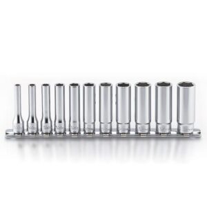 Koken RS2300M Deep Socket Set On Rail 6pt 11pc 1/4Dr 4-14mm