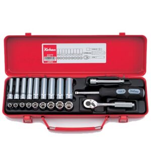 Koken 2277 Std & Deep Socket Set 6pt 21pc 1/4Dr 5.5-13mm