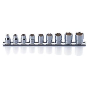 Koken RS3400A Socket Set On Rail 6pt 9pc 3/8 Dr 1/4-3/4