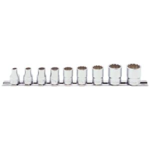 Koken RS3405A Socket Set On Rail 12pt 9pc 3/8 Dr 1/4-3/4