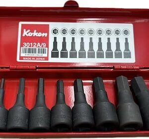 Koken 3012A/9 Inhex Socket Set In Case 9pc 3/8Dr 1/8-1/2