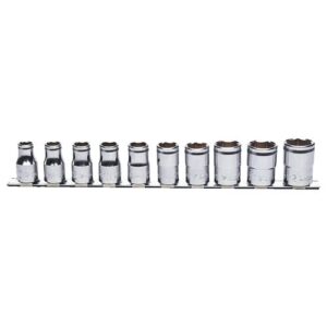 Koken 3/8 Dr Nut Grip Socket Set On Rail - 10pc 10-22mm