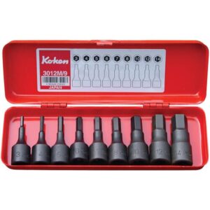 Koken 3012M/9 Inhex Socket Set In Case 9pc 3/8Dr 3-14mm