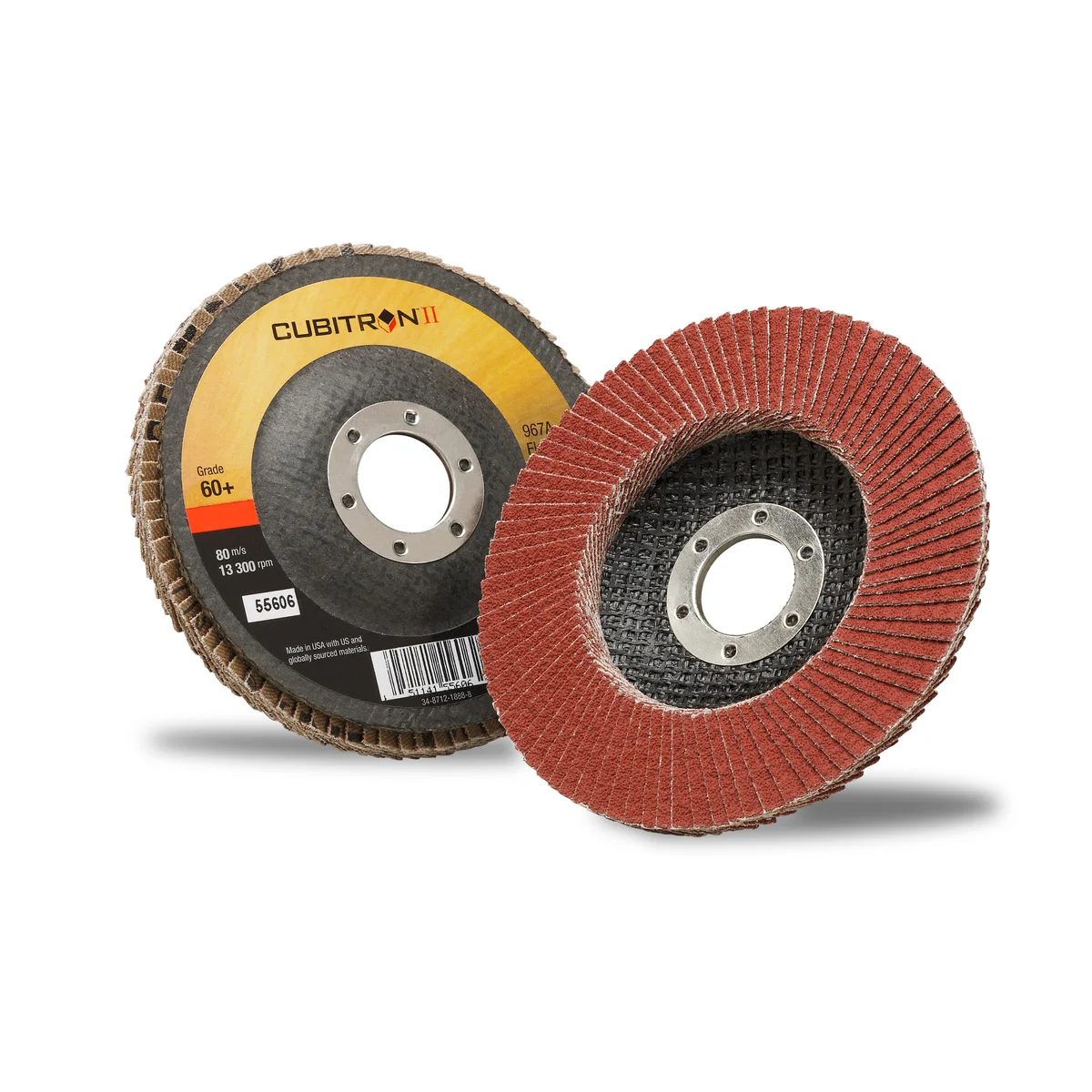 3M™ Cubitron™ II Flap Disc 967A, 80+, 125 mm x 22 mm, 10 ea/Case