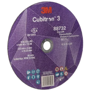 3M™ Cubitron™ 3 Cut-Off Wheel 33458, 75 mm x 1 mm x 9.53 mm (3 in x .04 in x 3/8 in), 5 Each/Pack, 6 Packs/Case