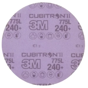 3M™ Cubitron™ II Hookit™ Film Disc 775L, 240+ 3MIL, 6 in x NH, Die 600Z, 50/Carton, 250 ea/Case