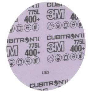 3M™ Cubitron™ II Hookit™ Film Disc 775L, 400+ 3MIL, 6 in x NH, Die 600Z, 50/Carton, 250 ea/Case